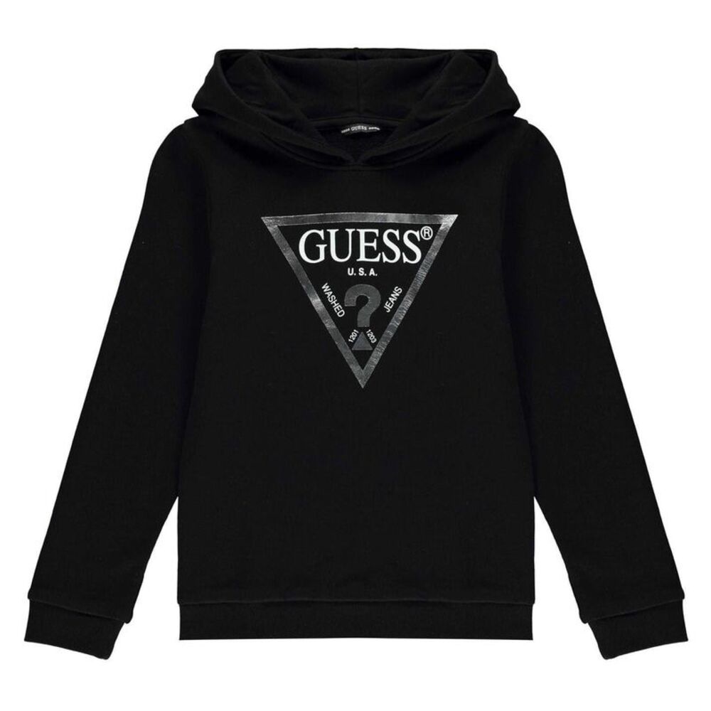 Guess Childrens/Kids Logo Cotton Hoodie / Black